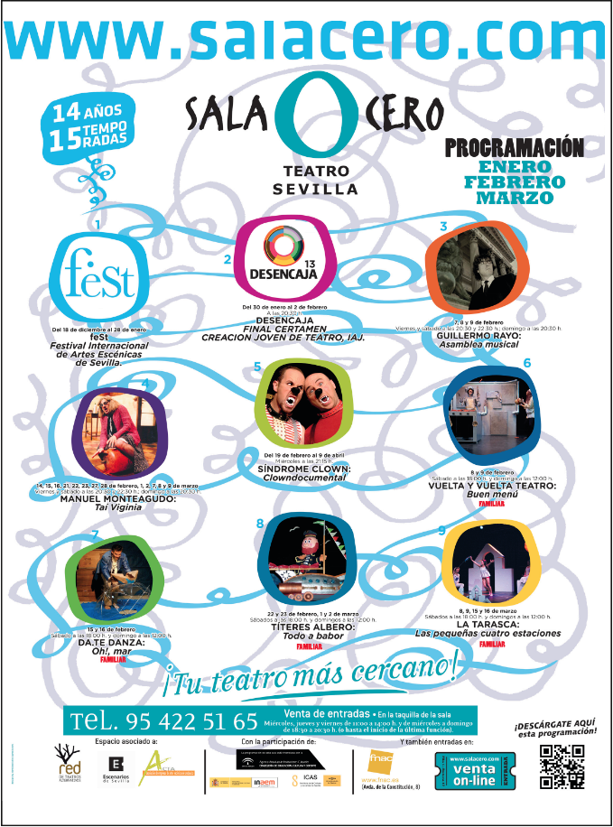 Cartell de programació de Sala Cero Teatro